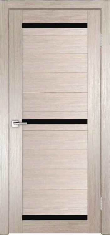 Фото Межкомнатная дверь Легенда Z-4 тон Кремовая лиственница Стекло Лакобель черное