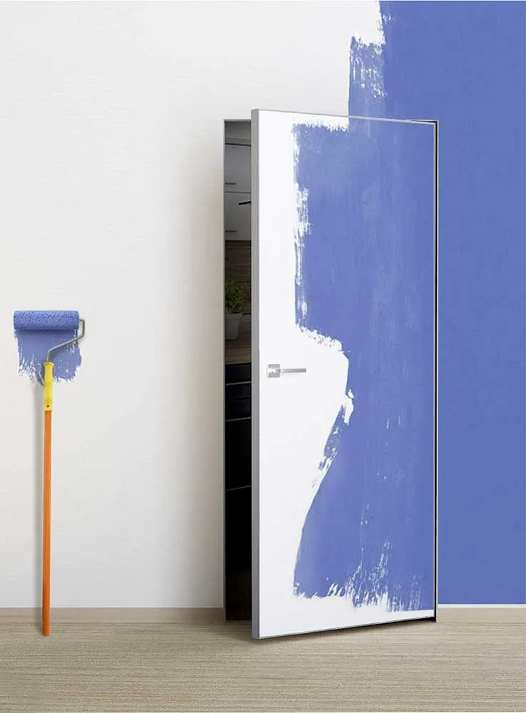 Фото Межкомнатная дверь PX-0 Invisible кромка AL мат. с 4-х ст. белый грунт